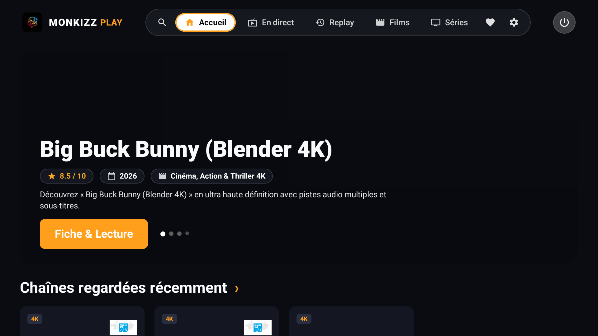 Hub cinéma 4K et fiches de lecture